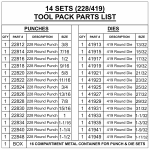 14 sets of 228 punch/419 die - Image 2
