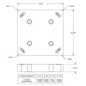 Ficep Top Angle Shear Blade Square - Open Radius Corner Size - Specify in Order Comments [A25468] - Image 1
